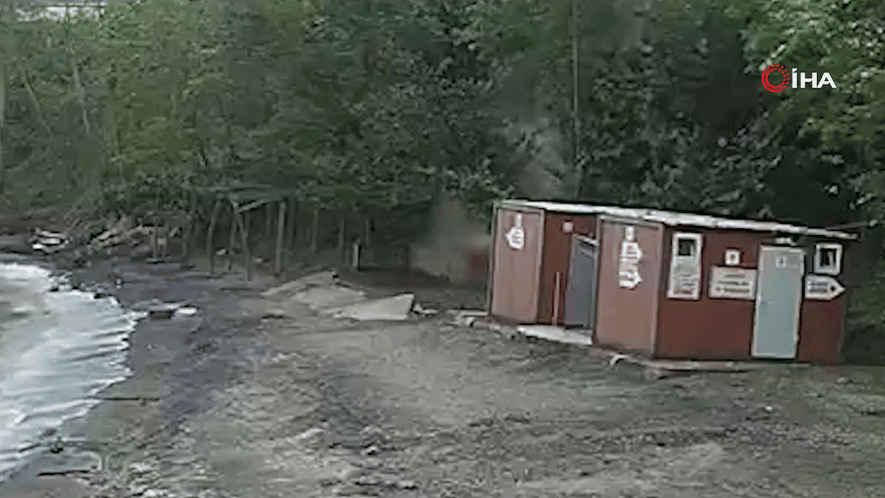 Kediye çarpmamak için manevra yapan araç plaja uçtu!