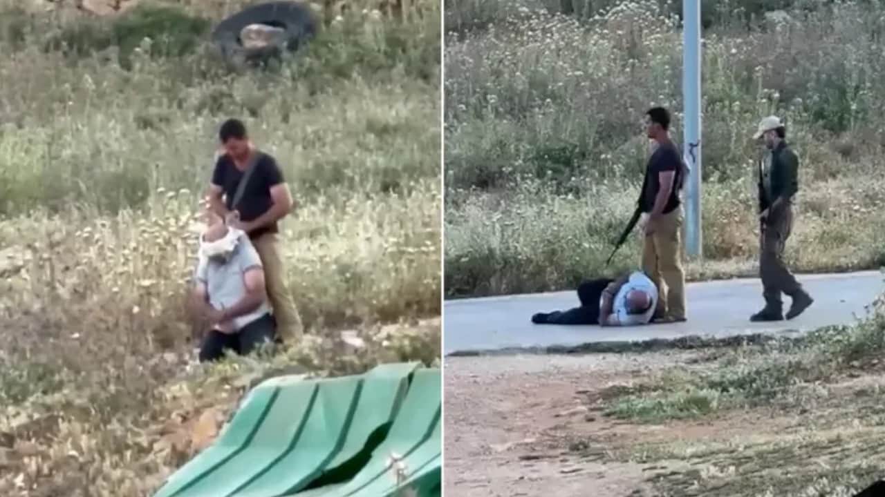 Sivil silahlı Yahudiler Filistinli bir çiftçiyi bağlayıp darbetti