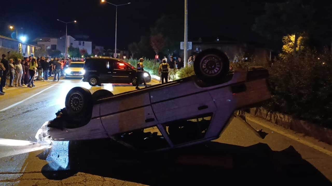 Takla atan otomobil sürücüsü için esnaf seferber oldu