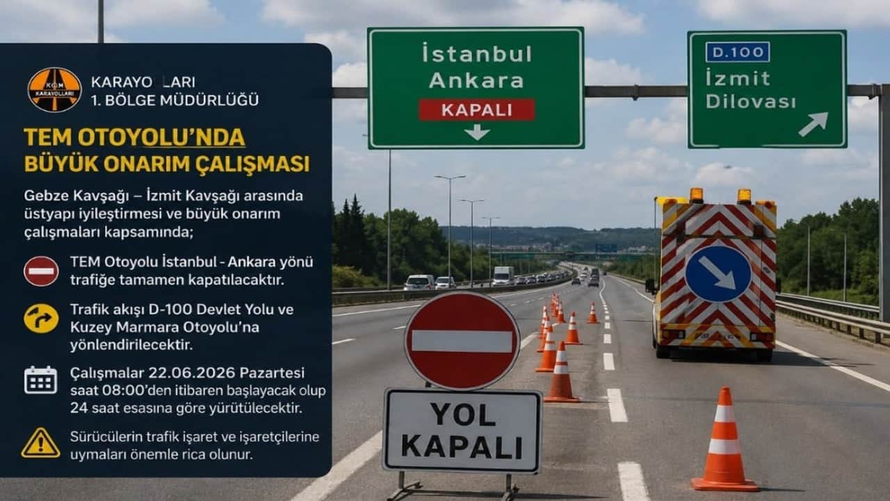 TEM'in İstanbul yönü 25 Eylül'de yeniden trafiğe açılacak