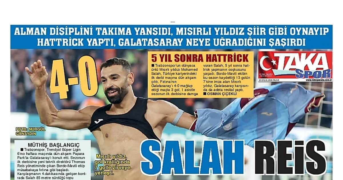 Trabzonspor sahasında Galatasaray'ı 4-0 yendi, Salah'tan 3 gol 1 asist