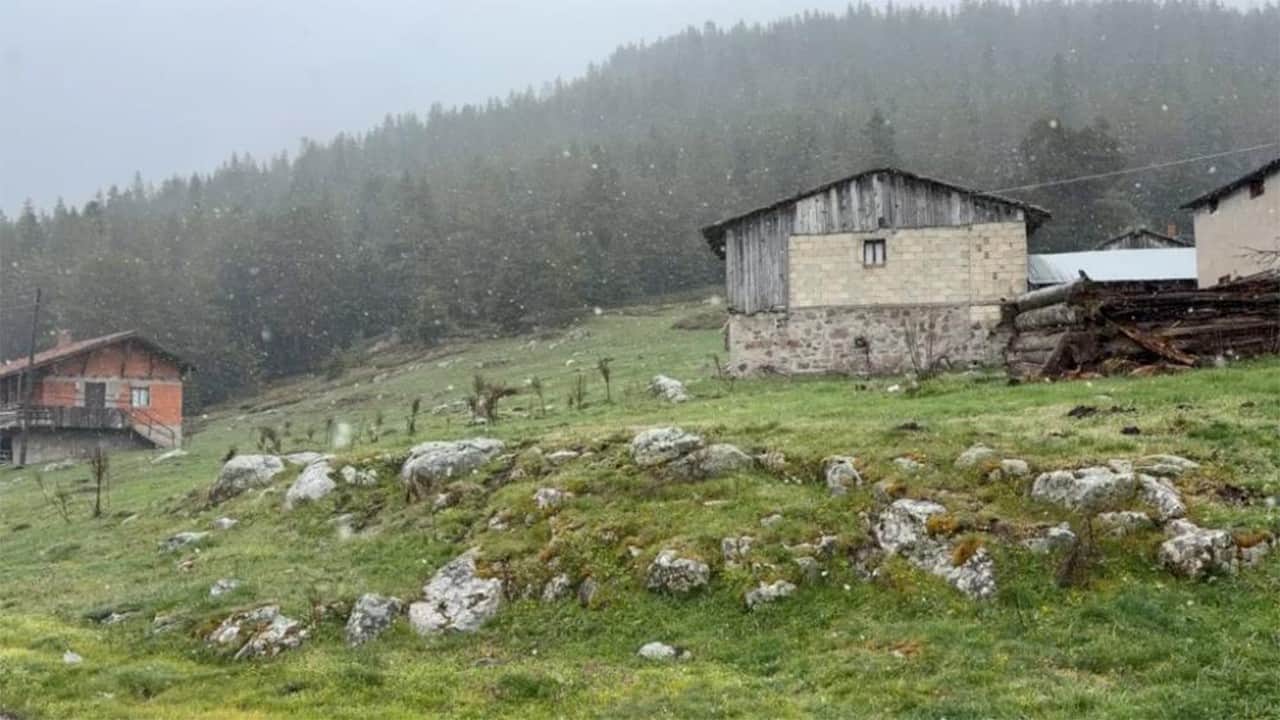 Yaylalar beyaza büründü Hava sıcaklıkları düştü Bolu'da kar başladı