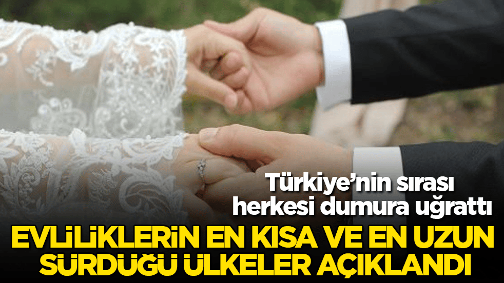 Evliliklerin en kısa ve en uzun sürdüğü ülkeler açıklandı! Türkiye’nin sırası herkesi dumura uğrattı