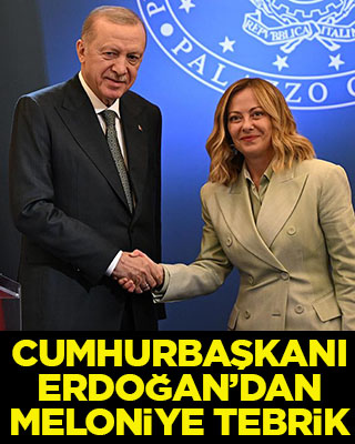 Cumhurbaşkanı Erdoğan İtalya Başbakanı Meloni'yi tebrik etti
