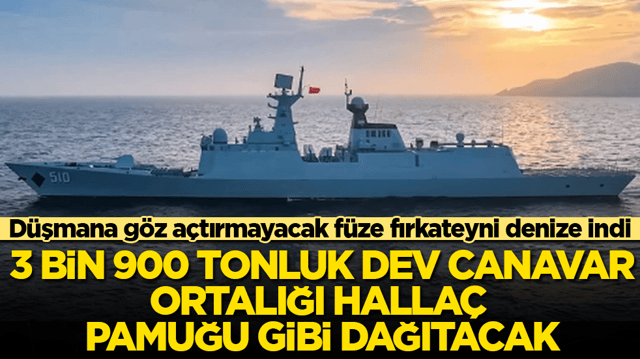 D&uuml;şmana g&ouml;z a&ccedil;tırmayacak f&uuml;ze fırkateyni denize indi! 3 bin 900 tonluk dev canavar, ortalığı halla&ccedil; pamuğu gibi dağıtacak