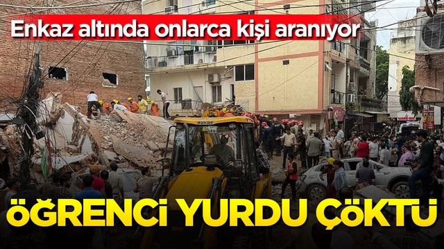 Enkaz altında onlarca kişi aranıyor! &Ouml;ğrenci yurdu &ccedil;&ouml;kt&uuml;
