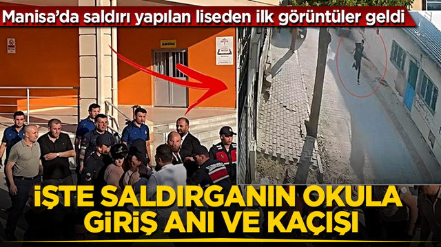 Manisa&rsquo;da saldırı yapılan liseden ilk g&ouml;r&uuml;nt&uuml;ler geldi! İşte saldırganın okula giriş anı ve ka&ccedil;ışı