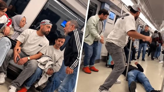 Ankara metrosunda yer kavgası! Eşinin yanında küfredince bir yumrukta yere serdi