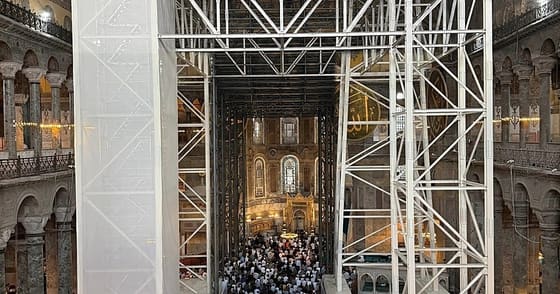 Ayasofya'nın doğu yarım kubbesine güçlendirme için çelik platform kurulacak