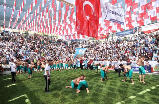 Bertiz'de 30. Geleneksel Bertiz Boyalı Şalvar Güreşlerine yoğun ilgi