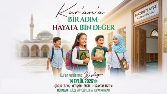 Kur'an kursları 14 Eylül Pazartesi günü başlıyor