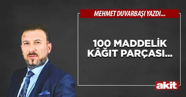 100 maddelik kâğıt parçası...