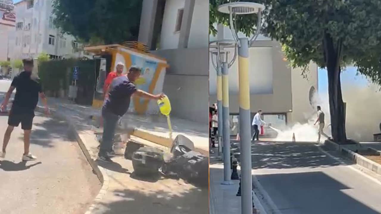 Foto - 839 bin lira ceza yediği ses sistemini belediyenin önünde benzin döküp yaktı