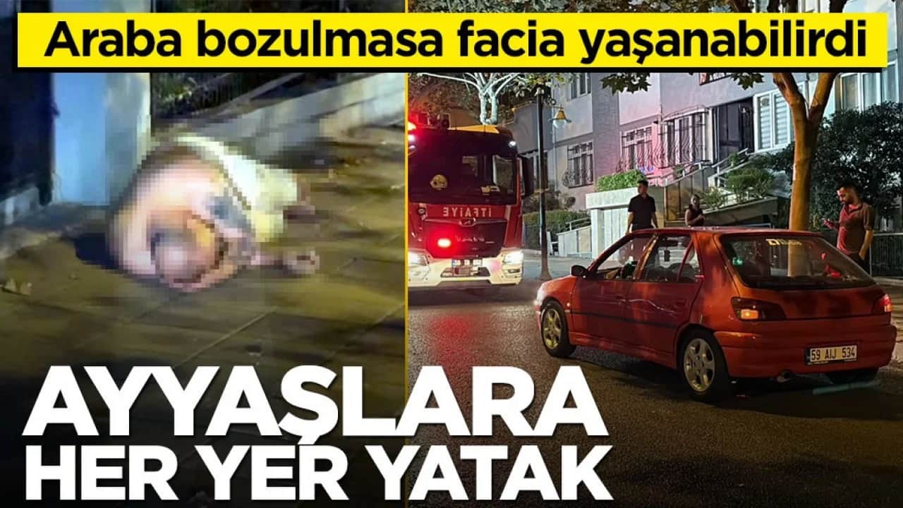 Araba bozulmasa facia yaşanabilirdi! Ayyaşlara her yer yatak