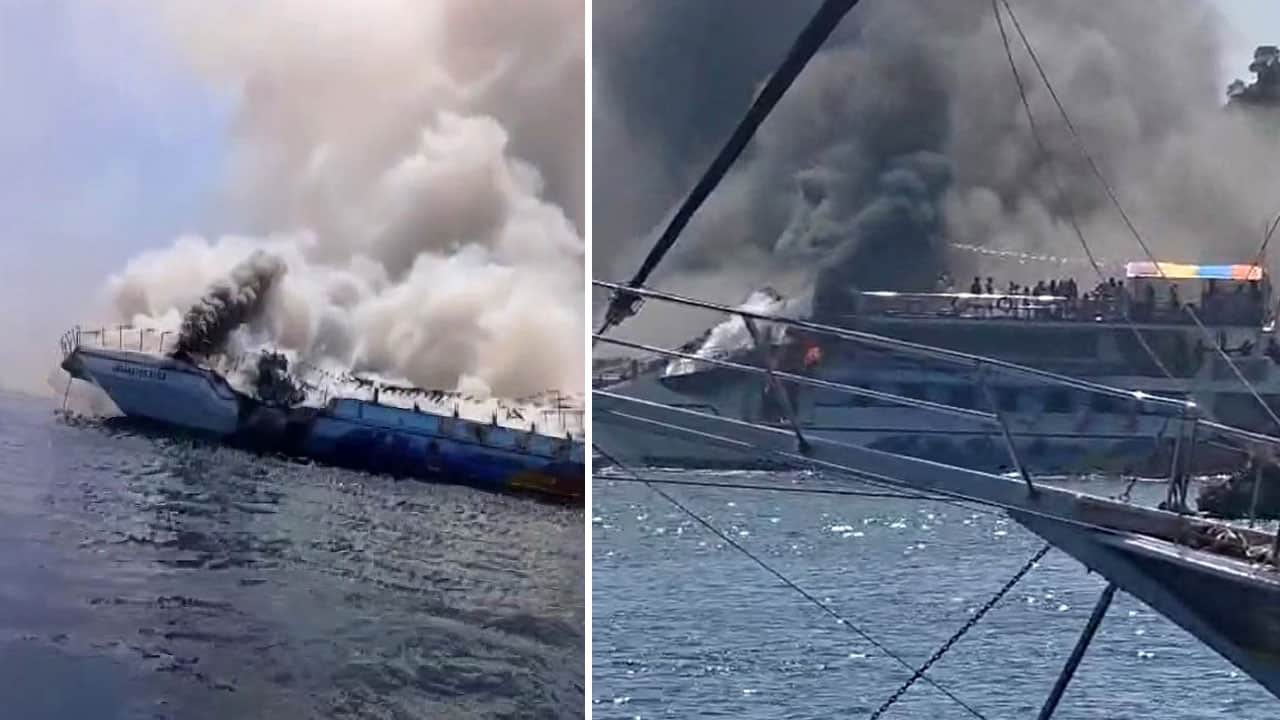 Foto - Fethiye'de facianın eşiğinden dönüldü: Gezi teknesi yandı, 115 kişi denize atlayarak kurtuldu