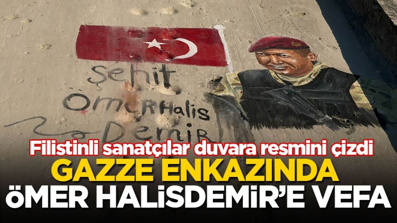 Filistinli sanatçılar duvara resmini çizdi! Gazze enkazında Ömer Halisdemir’e vefa