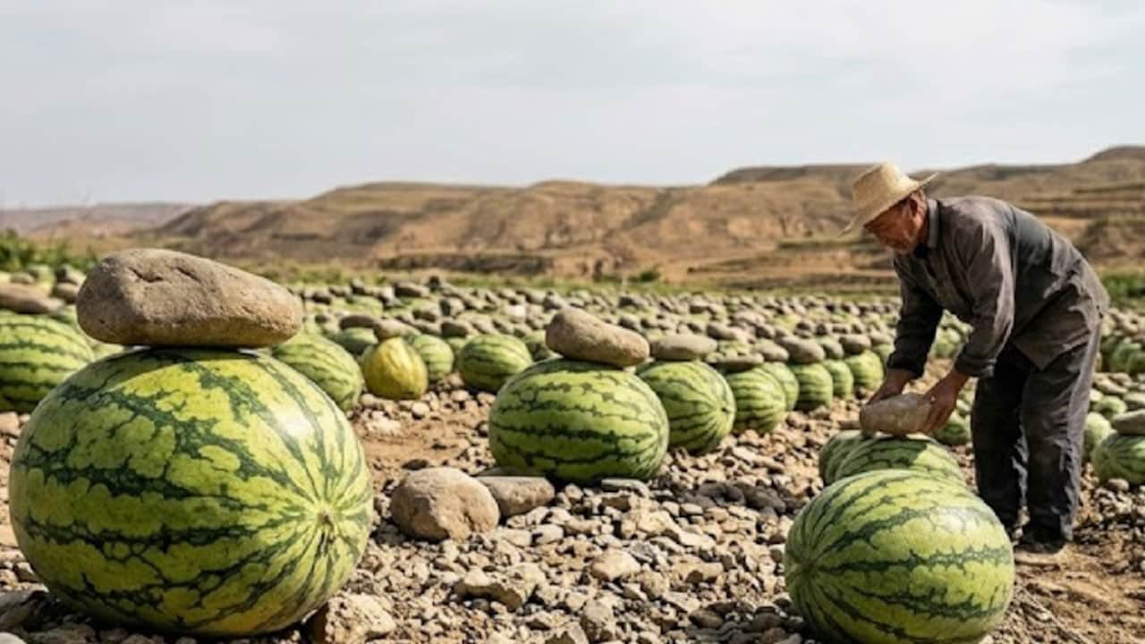 Karpuzların üzerine taş koyuyorlar, fiyatı iki katına çıkıyor!