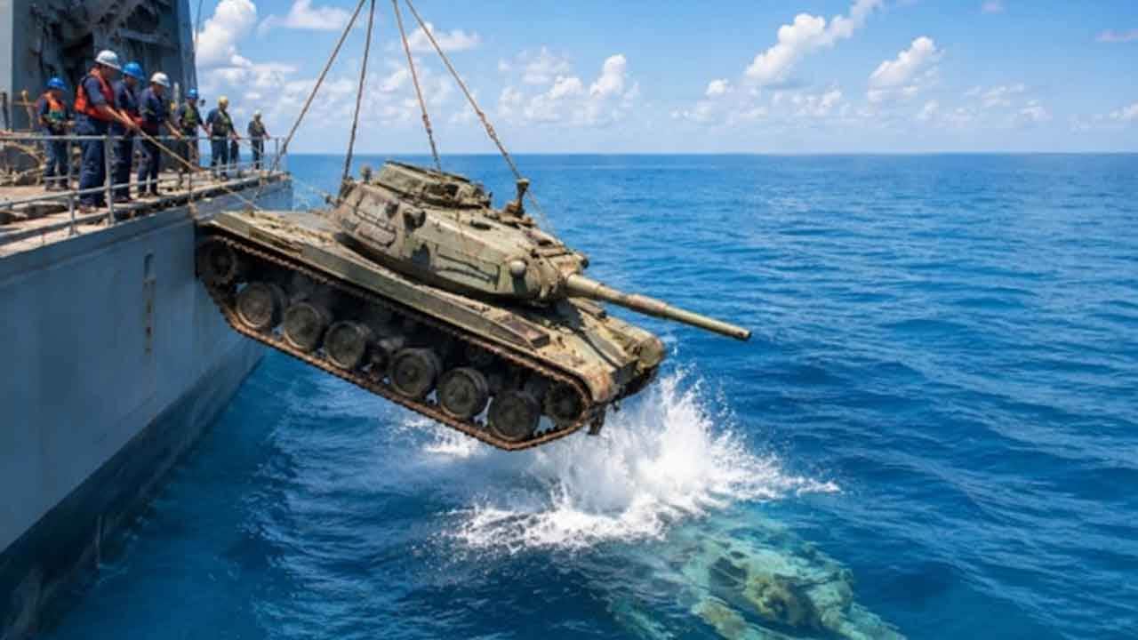 Foto - Savaş tankları bir bir denize döküldü: 100 tanesi suları boyladı