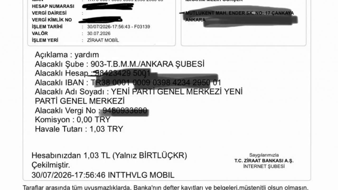 Foto - Yine yaptı yapacağını: Melih Gökçek'ten 1 lira 3 kuruşluk bağış