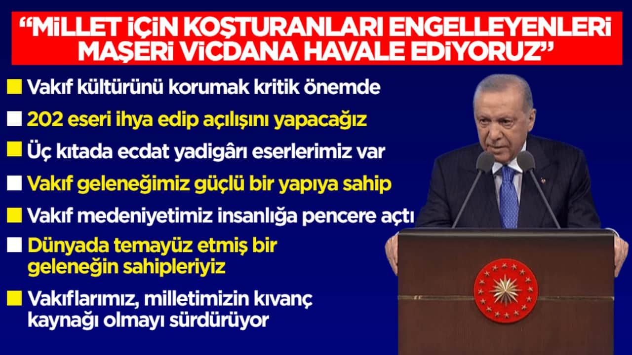 Cumhurbaşkanı Erdoğan: Vakıf kültürünü korumak kritik önemde