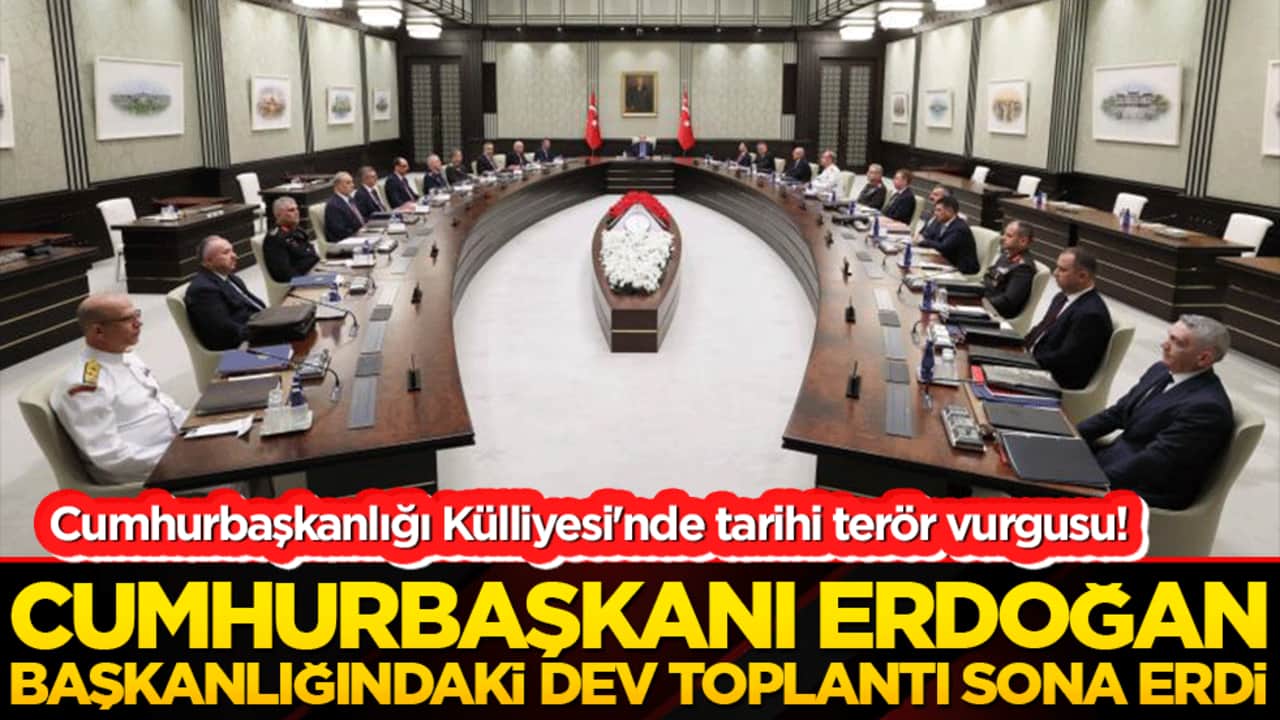 Cumhurbaşkanlığı Külliyesi'nde tarihi zirve! Cumhurbaşkanı Erdoğan başkanlığındaki dev toplantı sona erdi!