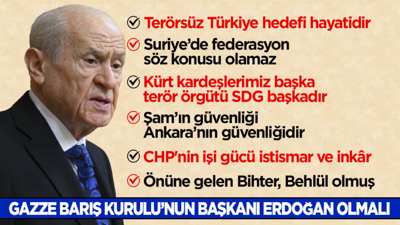 MHP lideri Bahçeli: Gazze meselesinde barışın kurucu başkanı Cumhurbaşkanı Erdoğan olmalı