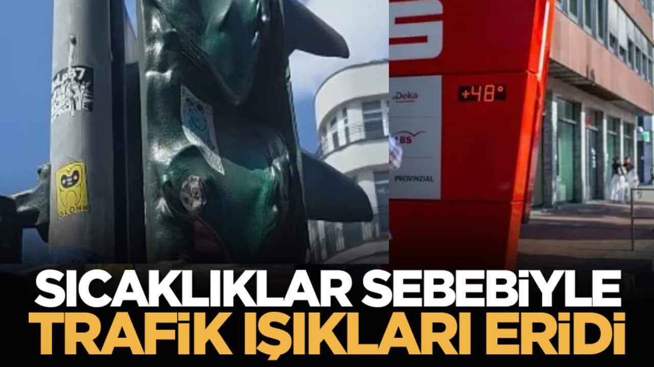 Sıcaklıklar sebebiyle trafik ışıkları eridi