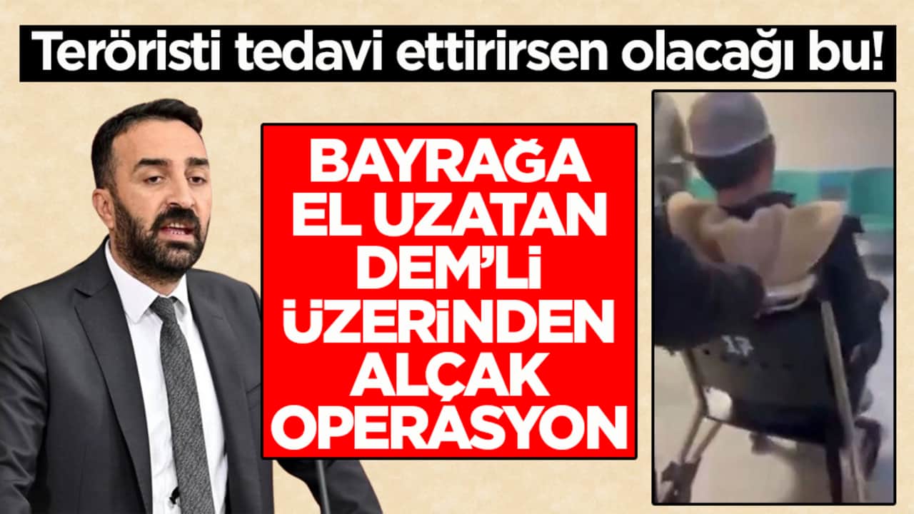 Teröristi tedavi ettirirsen olacağı bu! Bayrağa el uzatan DEM’li üzerinden alçak operasyon
