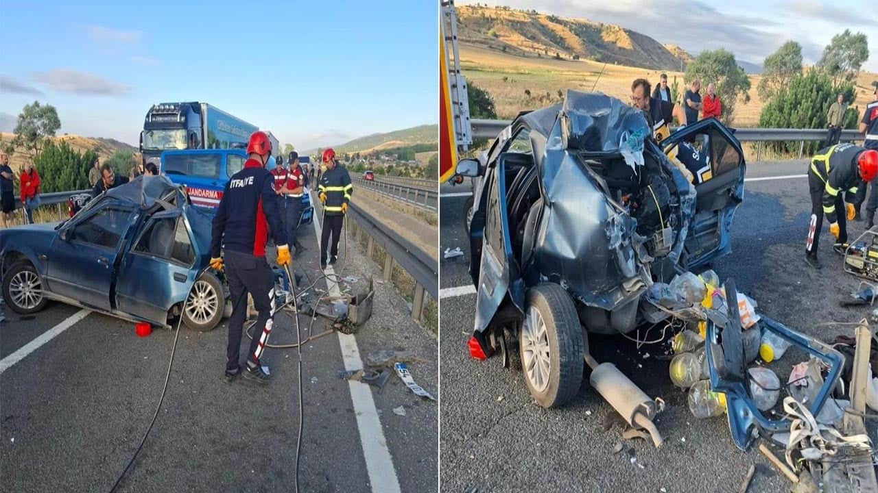 2 otomobil ve 1 yolcu otobüsü birbirine girdi ölü ve yaralılar var