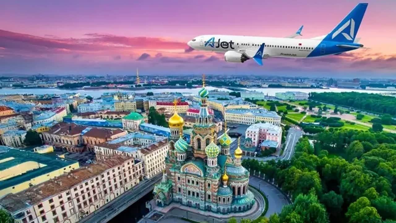 İki yılda 19 ülkede 56 yeni hat açan AJet'ten bir ilk daha St.Petersburg'a ilk uçak indi