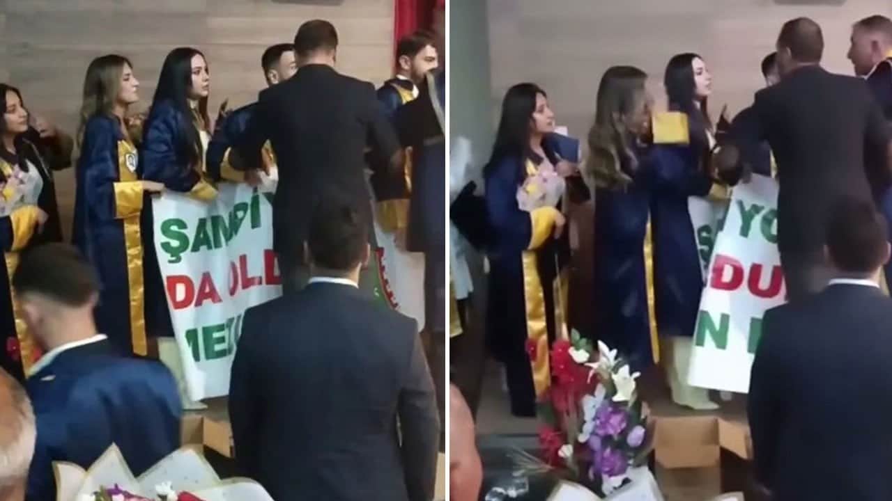 Mezuniyet töreninde Amedspor krizi! Zorla ellerinden aldılar