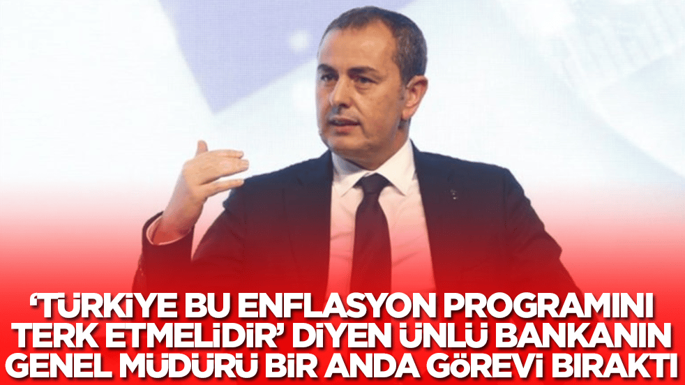 'Türkiye bu enflasyon programını terk etmelidir' diyen ünlü bankanın genel müdürü görevi bir anda bıraktı