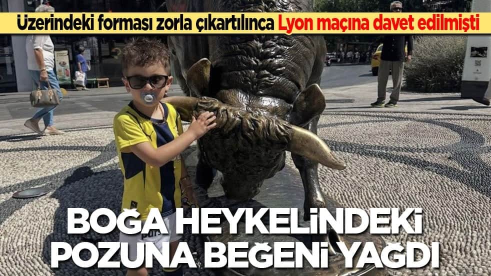 Üzerindeki forması zorla çıkartılınca Lyon maçına davet edilmişti: Boğa heykelindeki pozuna beğeni yağdı