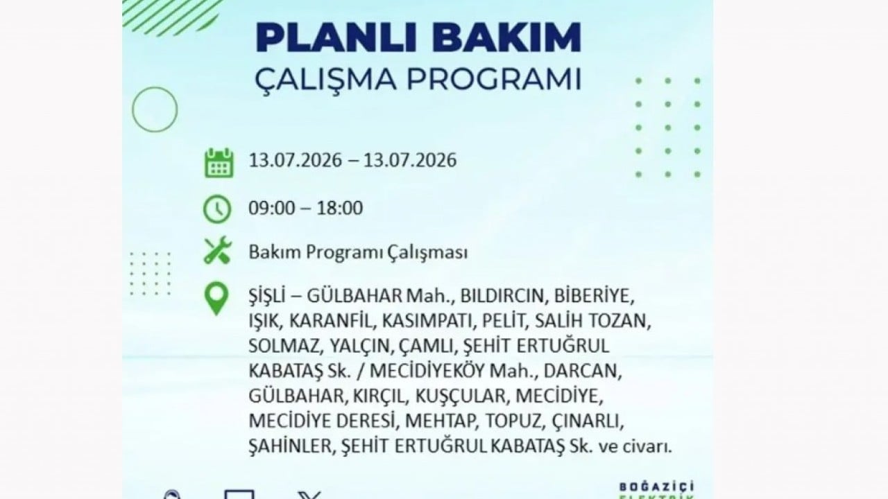 Foto - 25 ilçeye enerji verilemeyecek! İstanbul'da elektrik kesintisi