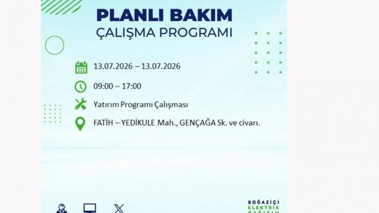 Foto - 25 ilçeye enerji verilemeyecek! İstanbul'da elektrik kesintisi