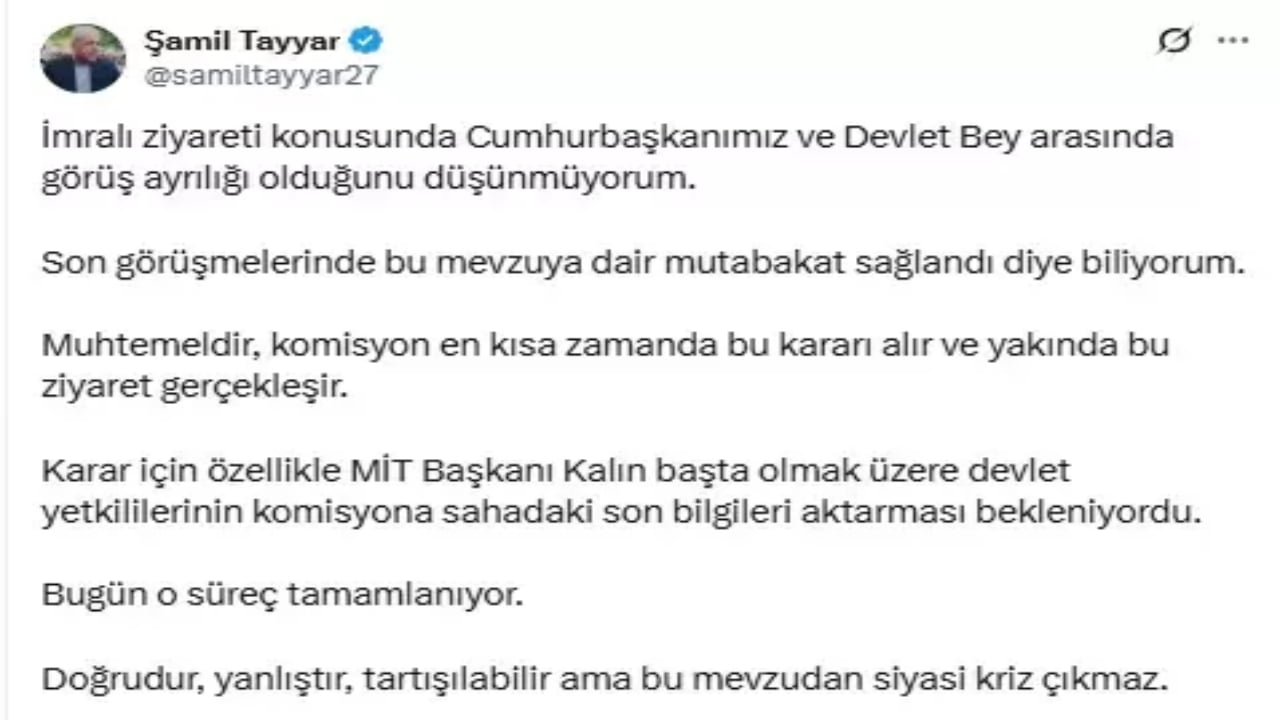 Foto - AK Partili Şamil Tayyar’dan çok konuşulacak "İmralı" iddiası: Her şey tamam, Erdoğan ve Bahçeli anlaştı