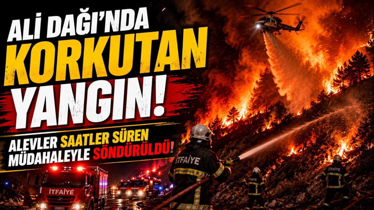 Ali Dağı’nda korkutan yangını! Geceyi aydınlatan alevler yoğun müdahaleyle söndürüldü