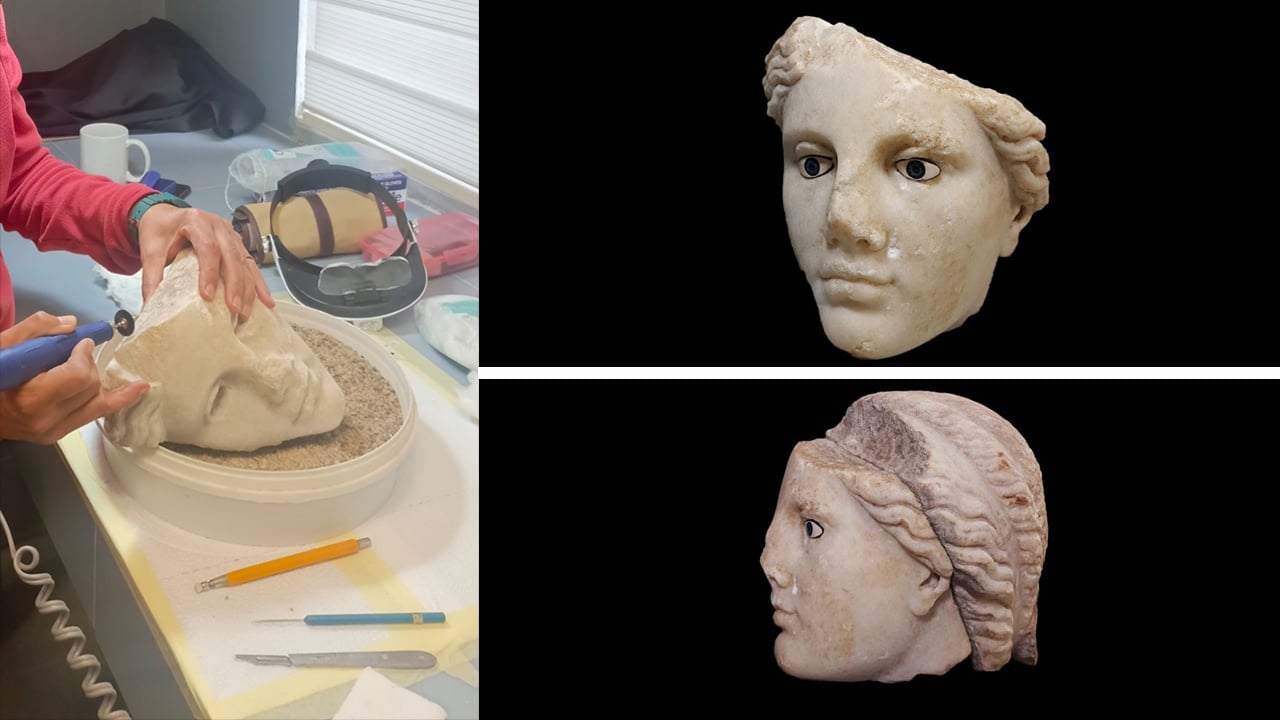 Antik kentte heyecanlandıran buluş: Tanrıça heykel başı gün yüzüne çıkarıldı