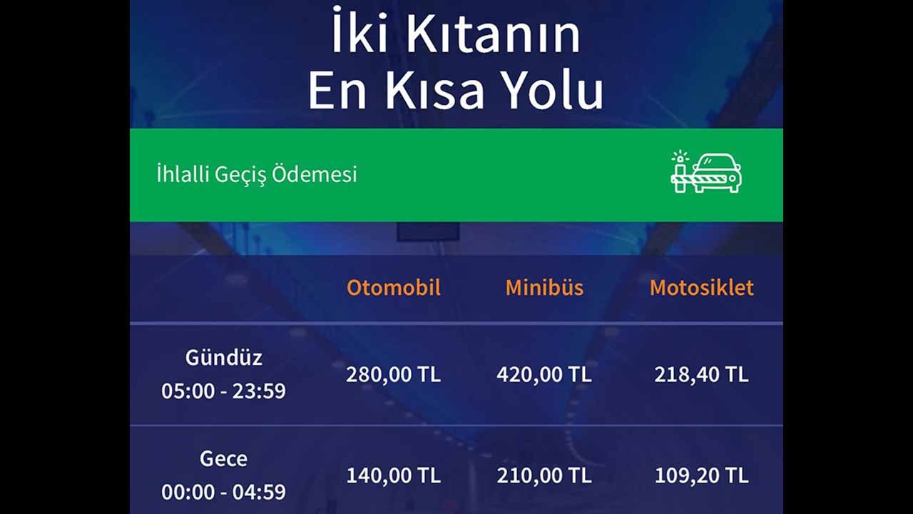 Foto - Avrasya Tüneli geçiş ücretlerine zam: 1 Ocak itibarıyla tarifeler güncellendi!