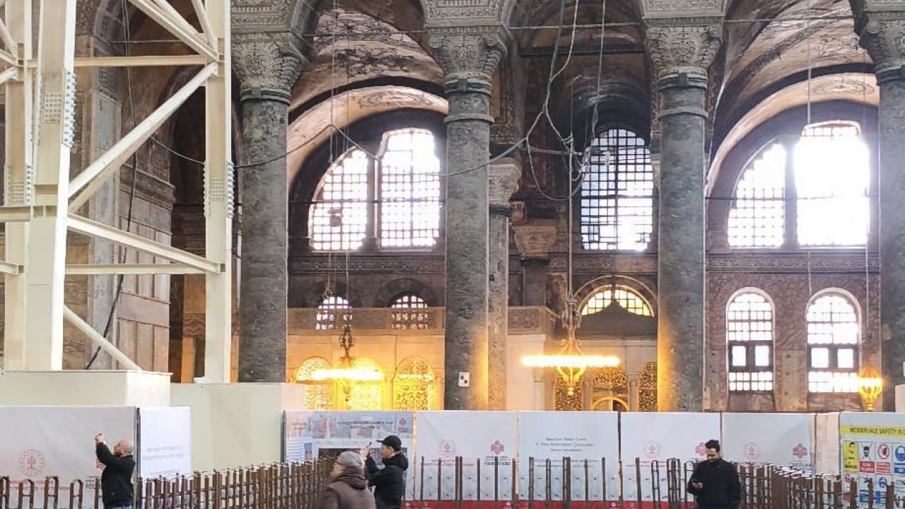 Foto - Ayasofya-i Kebir Camii Ramazan’da ibadete hazır: İç mekan iskele kurulumu tamamlandı