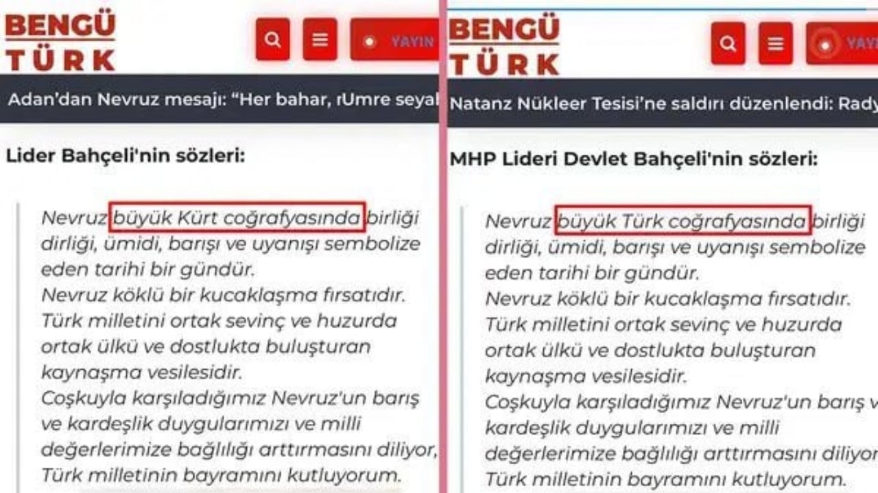 Foto - Bahçeli’nin "Türk"ü sehven "Kürt" oldu, MHP’ye yakın kurum anında kapının önüne koydu