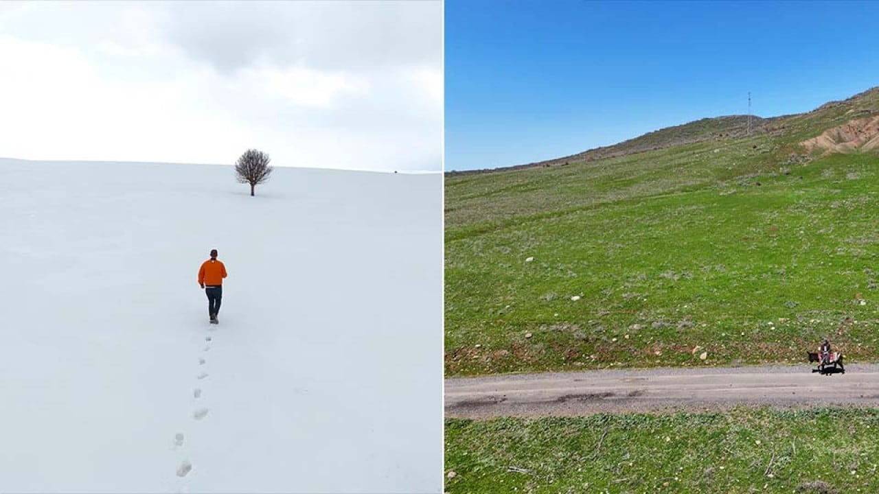 Bingöl aynı anda iki mevsimi yaşıyor! Kuzeyinde kış, güneyinde bahar
