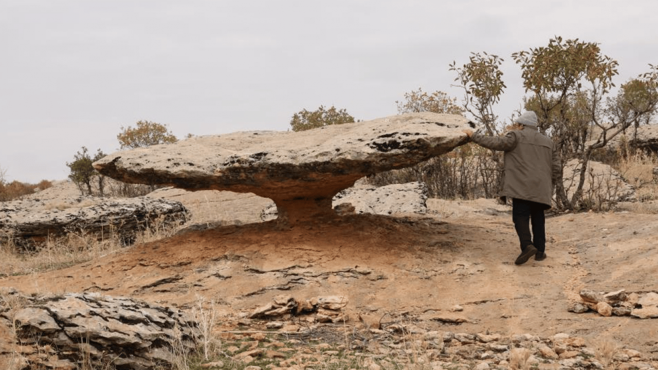 Foto - Buzul çağının sessiz tanığı: Kocaköy'ün 'Kalkan Kaya'sı yıllara meydan okuyor