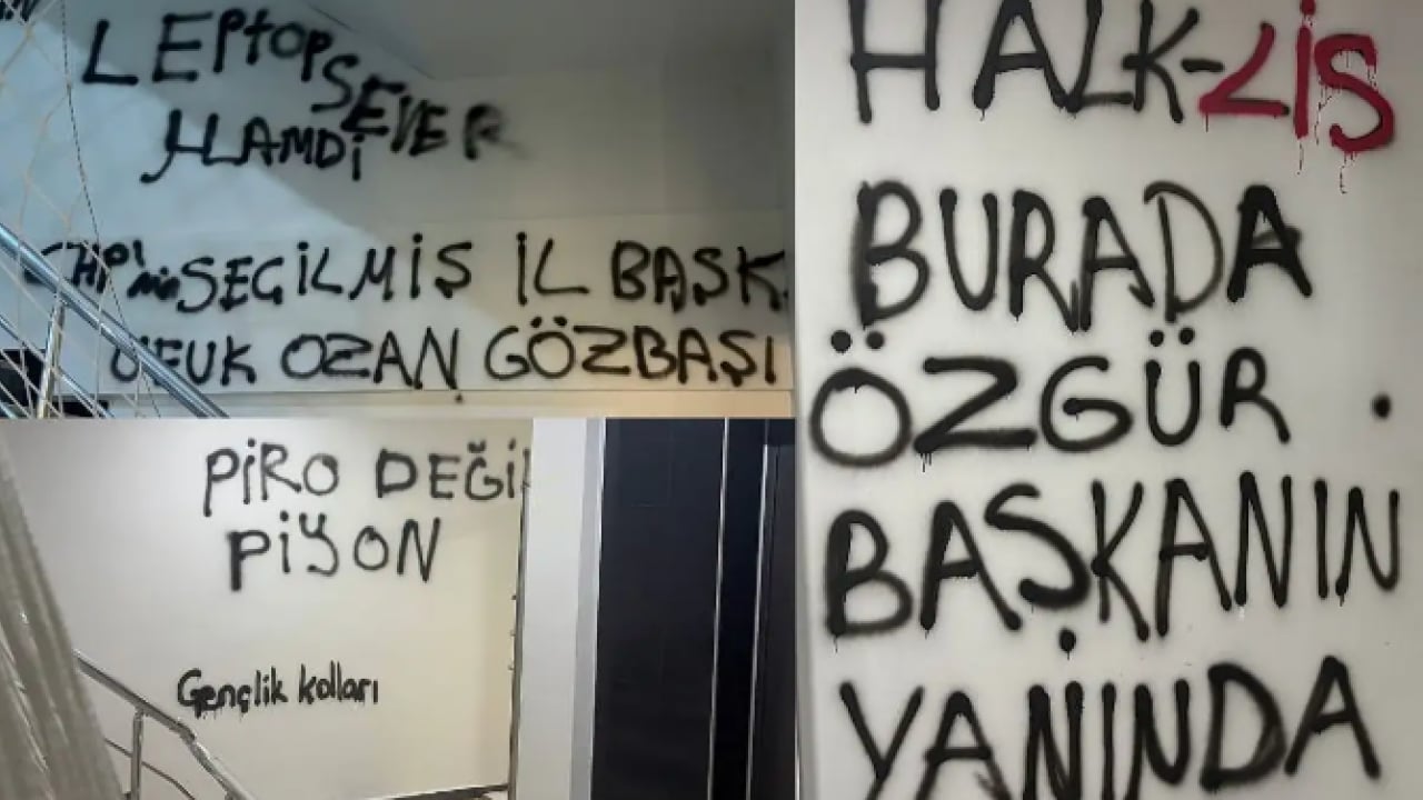 Foto - CHP il başkanlığı duvarlarında çirkin yazılar! Şaibeye ‘Mustafa Kemal askeriyiz’ savunması