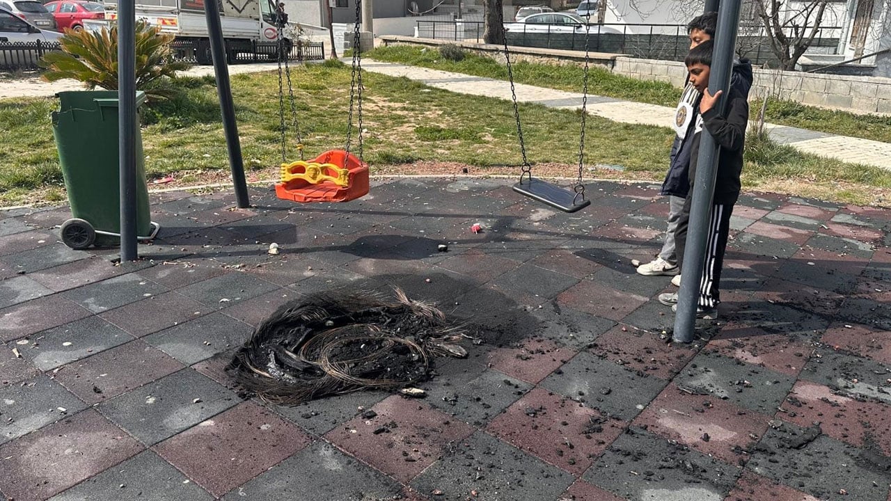 Foto - Çocuk parkında skandal görüntü! Lastik yakıp oyun alanını küle çevirdiler