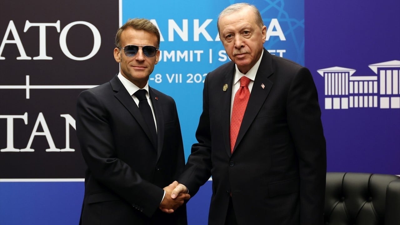Foto - Cumhurbaşkanı Erdoğan, Fransa Cumhurbaşkanı Macron ile bir araya geldi