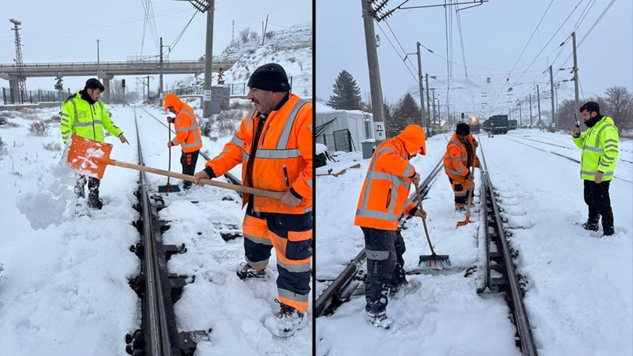 Foto - Demir yollarında yoğun kar mesaisi! Binlerce personel gece gündüz çalışıyor