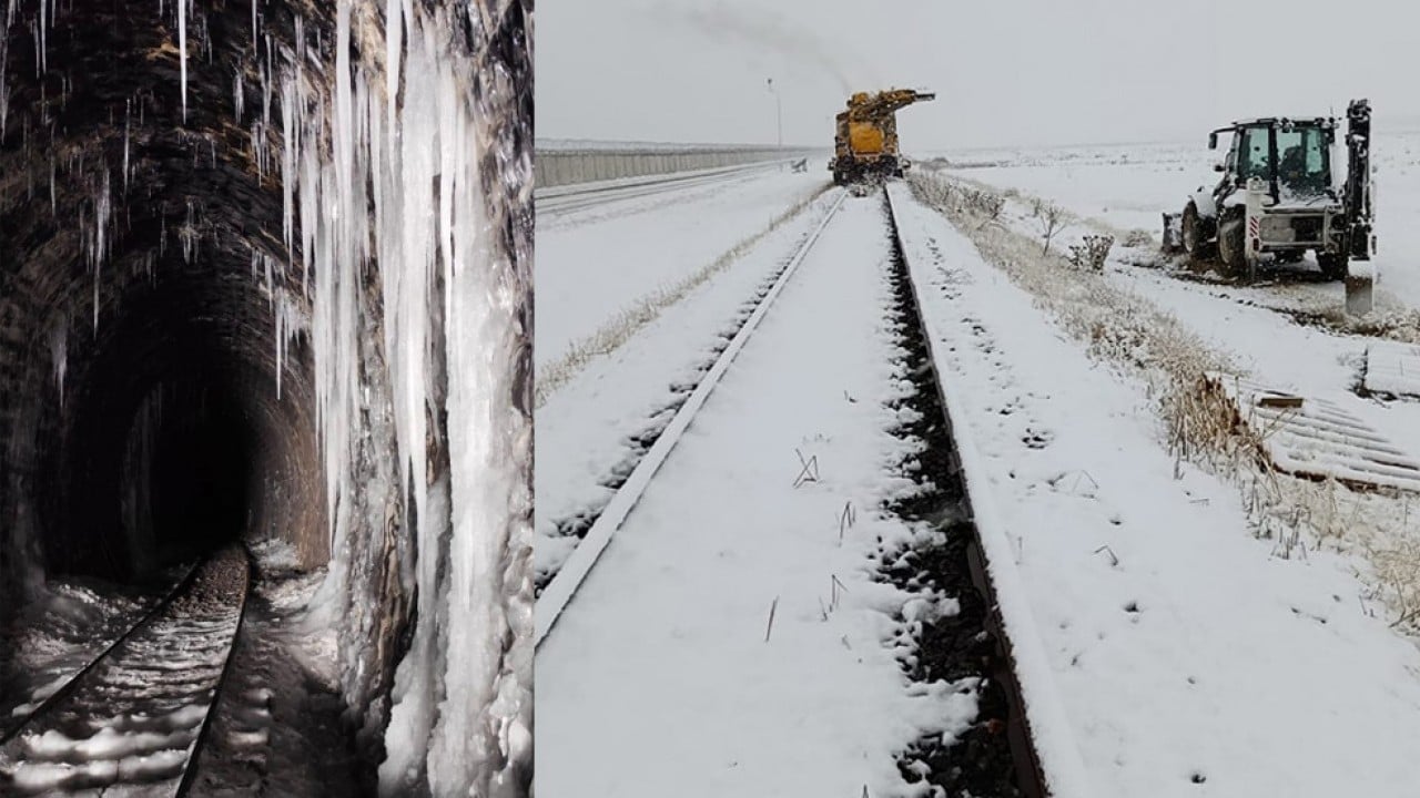 Foto - Demir yollarında yoğun kar mesaisi! Binlerce personel gece gündüz çalışıyor