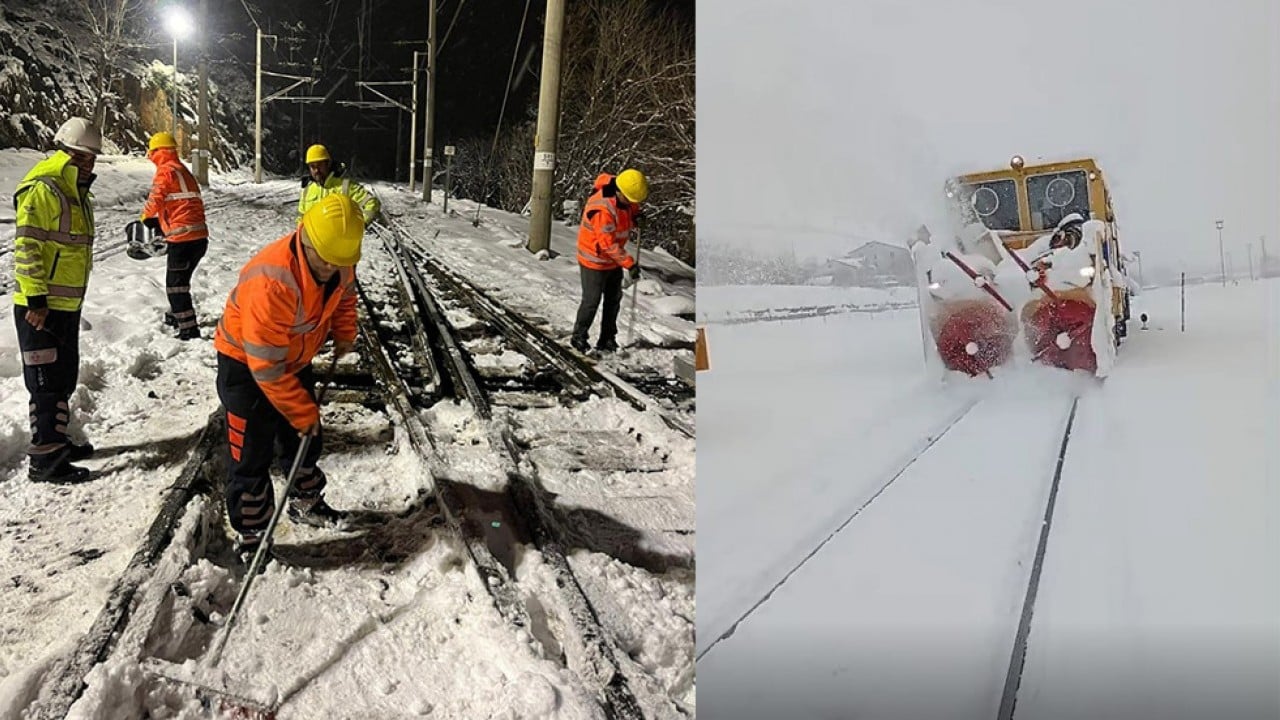 Foto - Demir yollarında yoğun kar mesaisi! Binlerce personel gece gündüz çalışıyor