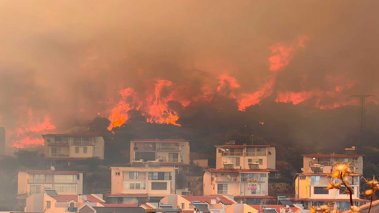 Dikili'de korku dolu saatler! Tarım arazisinde başlayan alevler yerleşim yerlerini tehdit etti, ekipler seferber oldu!